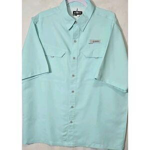 Men's Habit Solid Short Sleeve Vented Outdoor Fishing Shirt Sz‎ Large